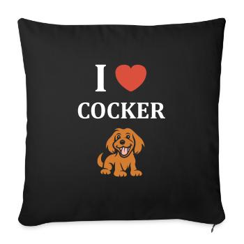 Humour Chien cocker - Housse de coussin décorative 45 x 45 cm - noir - Devant
