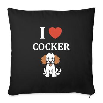 Humour Chien cocker - Housse de coussin décorative 45 x 45 cm - noir - Devant