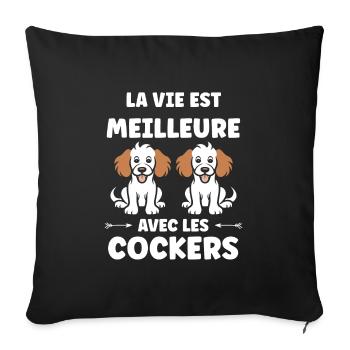 Humour Chien cocker - Housse de coussin décorative 45 x 45 cm - noir - Devant