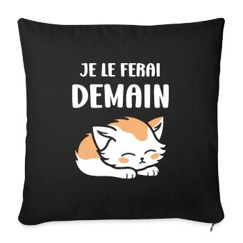 Je le ferai demain - Housse de coussin décorative 45 x 45 cm - noir - Devant