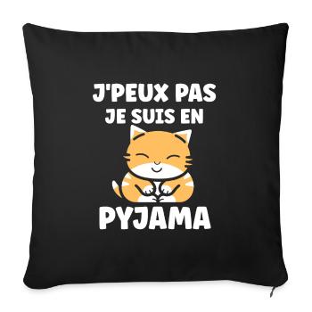 Je peux pas je suis en pyjama - Housse de coussin décorative 45 x 45 cm - noir - Devant