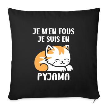 Je m'en fous je suis en pyjama - Housse de coussin décorative 45 x 45 cm - noir - Devant