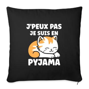 Je m'en fous je suis en pyjama - Housse de coussin décorative 45 x 45 cm - noir - Devant