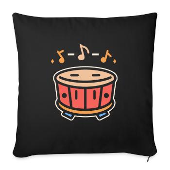 Humour tambour batucada - Housse de coussin décorative 45 x 45 cm - noir - Devant