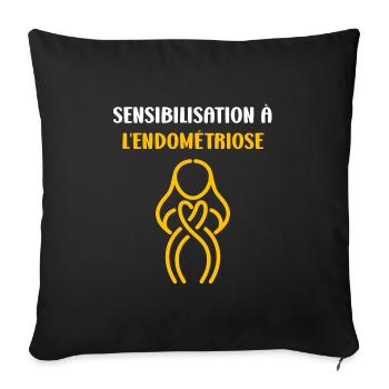sensibilisation endométriose - Housse de coussin décorative 45 x 45 cm - noir - Devant