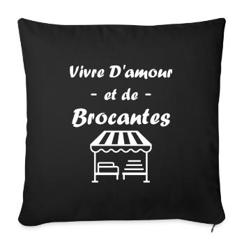 Vide grenier humour brocante - Housse de coussin décorative 45 x 45 cm - noir - Devant