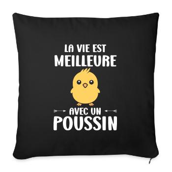Humour bébé poussin - Housse de coussin décorative 45 x 45 cm - noir - Devant