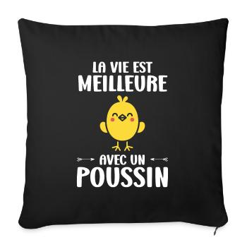 Humour petit poussin - Housse de coussin décorative 45 x 45 cm - noir - Devant