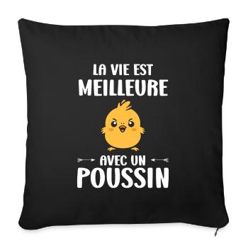 Humour petit poussin - Housse de coussin décorative 45 x 45 cm - noir - Devant