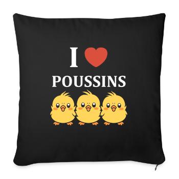 Humour petit poussin - Housse de coussin décorative 45 x 45 cm - noir - Devant