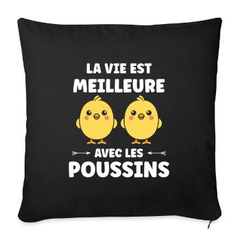 Humour bébé poussin - Housse de coussin décorative 45 x 45 cm - noir - Devant