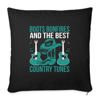 Comté Musique Vintage Amateur de musique Western Country C - Housse de coussin décorative 45 x 45 cm - noir - Devant