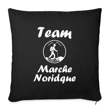 Randonné humour marche nordique - Housse de coussin décorative 45 x 45 cm - noir - Devant