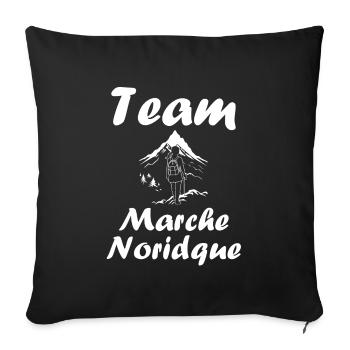 Randonné humour marche nordique - Housse de coussin décorative 45 x 45 cm - noir - Devant