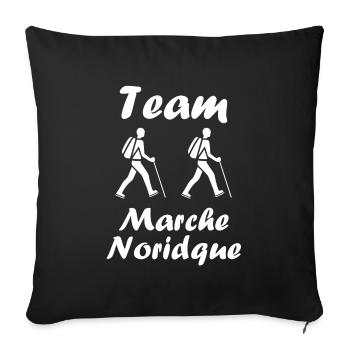 Randonné humour marche nordique - Housse de coussin décorative 45 x 45 cm - noir - Devant