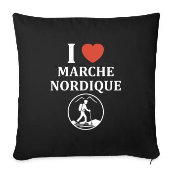 Randonné humour marche nordique - Housse de coussin décorative 45 x 45 cm - noir - Devant