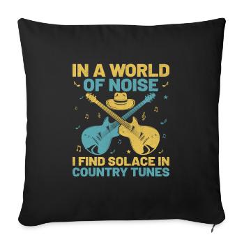 Comté Musique Vintage Amateur de musique Western Country C - Housse de coussin décorative 45 x 45 cm - noir - Devant