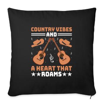 Comté Musique Vintage Amateur de musique Western Country C - Housse de coussin décorative 45 x 45 cm - noir - Devant