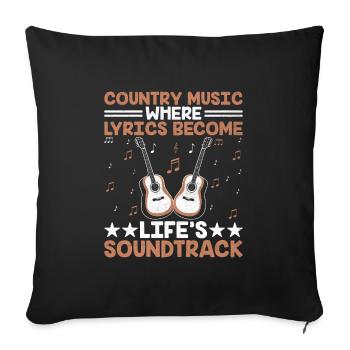Comté Musique Vintage Amateur de musique Western Country C - Housse de coussin décorative 45 x 45 cm - noir - Devant
