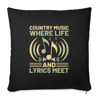 Comté Musique Vintage Amateur de musique Western Country C - Housse de coussin décorative 45 x 45 cm - noir - Devant