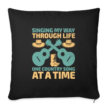 Comté Musique Vintage Amateur de musique Western Country C - Housse de coussin décorative 45 x 45 cm - noir - Devant