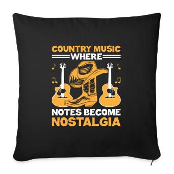 Comté Musique Vintage Amateur de musique Western Country C - Housse de coussin décorative 45 x 45 cm - noir - Devant