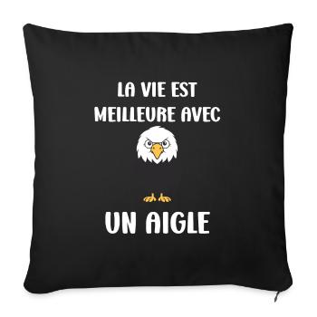 Citation humour Oiseau aigle - Housse de coussin décorative 45 x 45 cm - noir - Devant