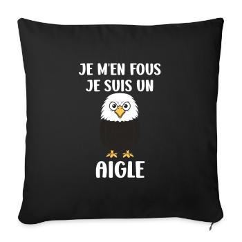 Citation humour Oiseau aigle - Housse de coussin décorative 45 x 45 cm - noir - Devant