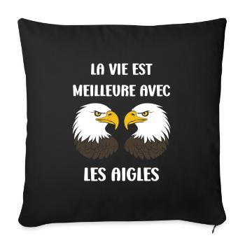 Citation humour Oiseau aigle - Housse de coussin décorative 45 x 45 cm - noir - Devant