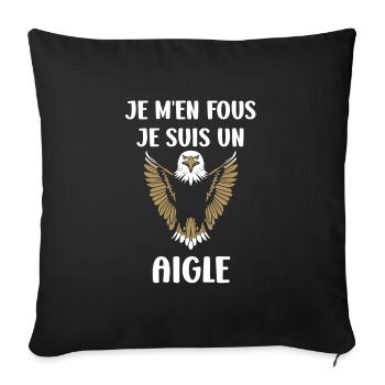 Citation humour Oiseau aigle - Housse de coussin décorative 45 x 45 cm - noir - Devant