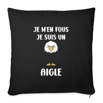 Citation humour Oiseau aigle - Housse de coussin décorative 45 x 45 cm - noir - Devant