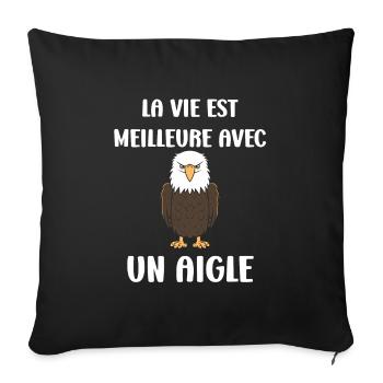 Citation humour Oiseau aigle - Housse de coussin décorative 45 x 45 cm - noir - Devant