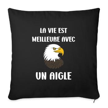 Citation humour Oiseau aigle - Housse de coussin décorative 45 x 45 cm - noir - Devant