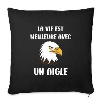 Citation humour Oiseau aigle - Housse de coussin décorative 45 x 45 cm - noir - Devant