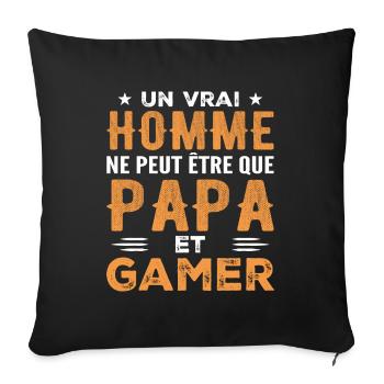Ein echter Mann ist nur ein Vater und Gamer - Sofakissenbezug 45 x 45 cm - Schwarz - Vorne