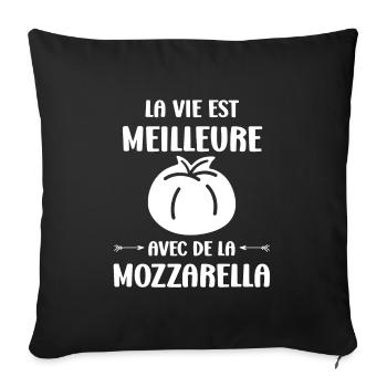Humour mozzarella - Housse de coussin décorative 45 x 45 cm - noir - Devant