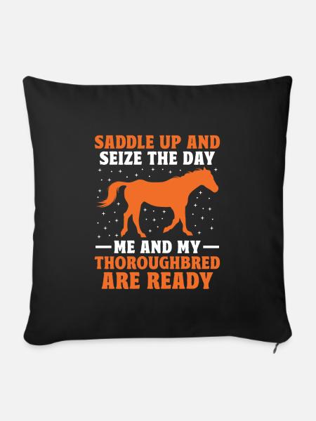 Vollblut Pferderennen Reiten Reiterpferde - Sofakissenbezug 45 x 45 cm - Schwarz