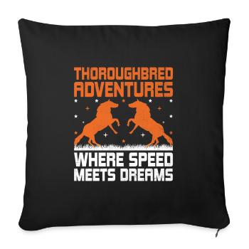 Courses de chevaux pur-sang Équitation Chevaux équestres - Housse de coussin décorative 45 x 45 cm - noir - Devant