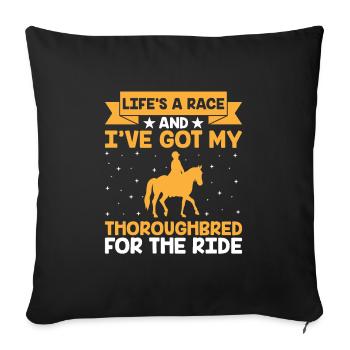 Courses de chevaux pur-sang Équitation Chevaux équestres - Housse de coussin décorative 45 x 45 cm - noir - Devant