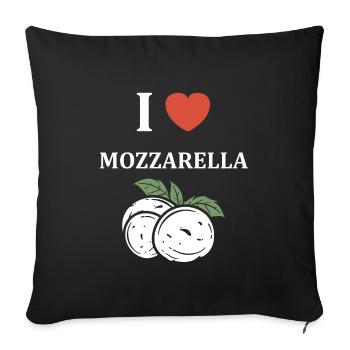 Humour mozzarella - Housse de coussin décorative 45 x 45 cm - noir - Devant