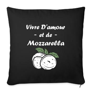 Humour mozzarella - Housse de coussin décorative 45 x 45 cm - noir - Devant