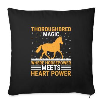 Courses de chevaux pur-sang Équitation Chevaux équestres - Housse de coussin décorative 45 x 45 cm - noir - Devant