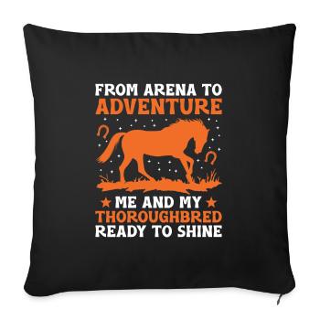 Courses de chevaux pur-sang Équitation Chevaux équestres - Housse de coussin décorative 45 x 45 cm - noir - Devant