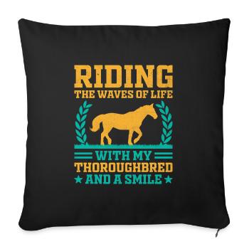 Thoroughbred Horse Racing Riding Equestian Horses - Sofa pillowcase 17,3'' x 17,3'' (45 x 45 cm) - black - Front