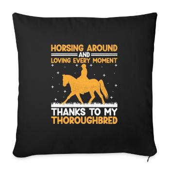 Thoroughbred Horse Racing Riding Equestian Horses - Sofa pillowcase 17,3'' x 17,3'' (45 x 45 cm) - black - Front