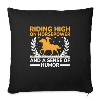 Courses de chevaux pur-sang Équitation Chevaux équestres - Housse de coussin décorative 45 x 45 cm - noir - Devant
