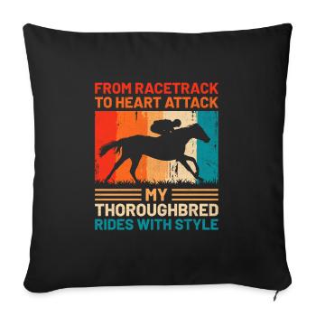 Thoroughbred Horse Racing Riding Equestian Horses - Sofa pillowcase 17,3'' x 17,3'' (45 x 45 cm) - black - Front