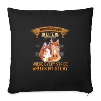 Thoroughbred Horse Racing Riding Equestian Horses - Sofa pillowcase 17,3'' x 17,3'' (45 x 45 cm) - black - Front