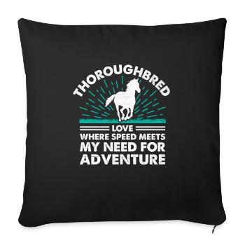 Thoroughbred Horse Racing Riding Equestian Horses - Sofa pillowcase 17,3'' x 17,3'' (45 x 45 cm) - black - Front