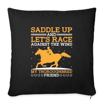 Thoroughbred Horse Racing Riding Equestian Horses - Sofa pillowcase 17,3'' x 17,3'' (45 x 45 cm) - black - Front